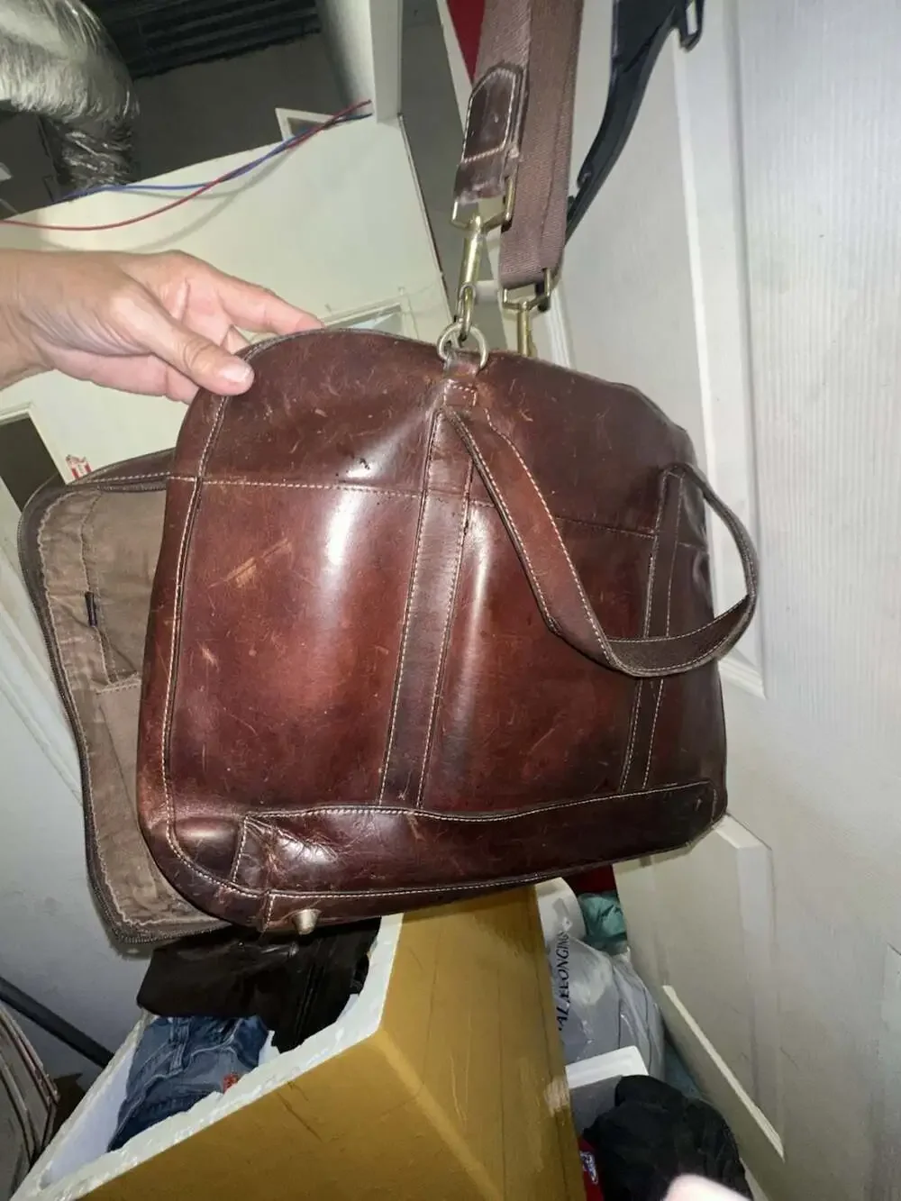 Wilsons Leather Pelle Studio Brown Leather Briefcase Messenger Bag